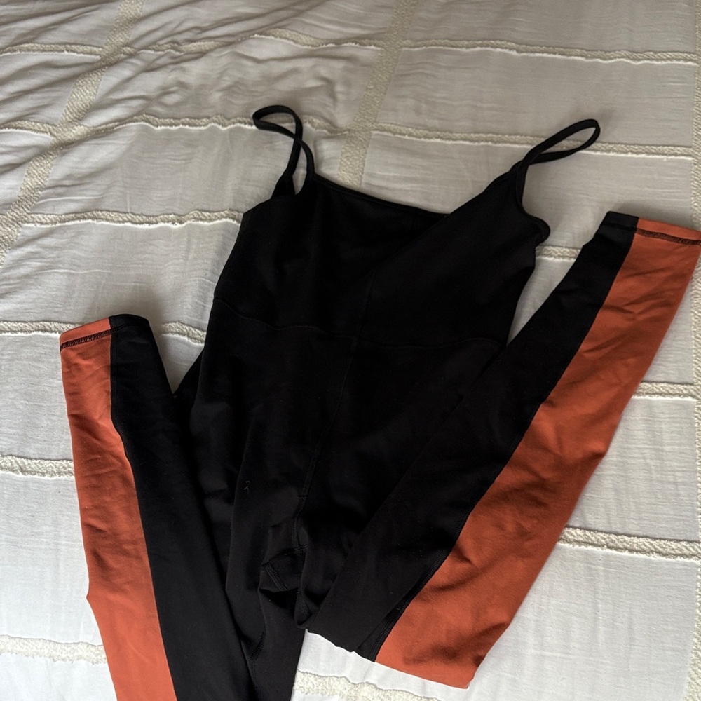 Aritzia Women's Black and Orange Jumpsuit